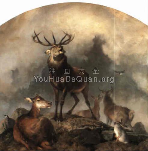 Scene in Braemar, Highland Deer - 埃德温·亨利·兰德希尔爵士